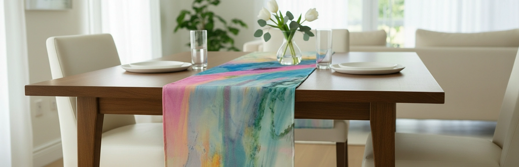 Abstract Pattern Table Runner – Poly Woven – 13x54 Inch | Qonshi