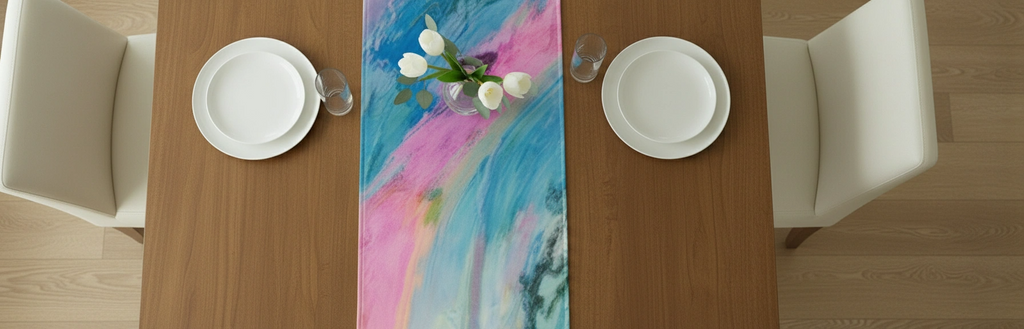 Abstract Pattern Table Runner – Poly Woven – 13x54 Inch | Qonshi