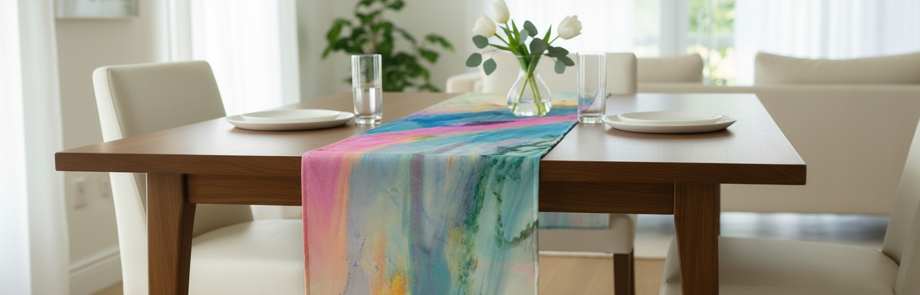 Abstract Pattern Table Runner – Poly Woven – 13x54 Inch | Qonshi