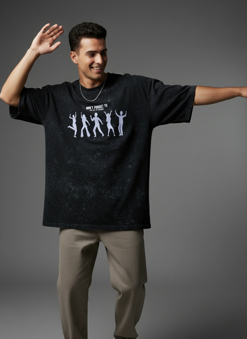Acid Wash Oversized T-Shirt | Dont Forget To Dance | Qonshi