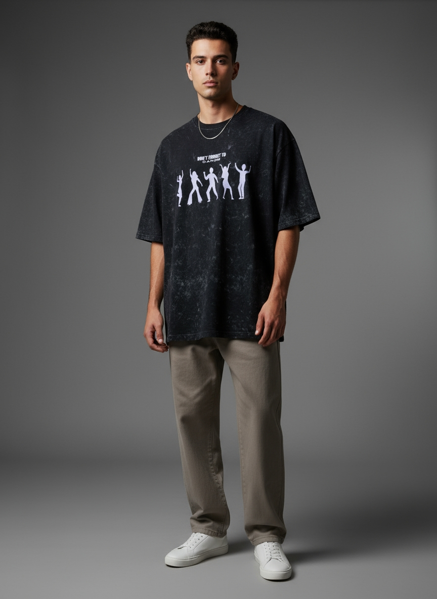 Acid Wash Oversized T-Shirt | Dont Forget To Dance | Qonshi