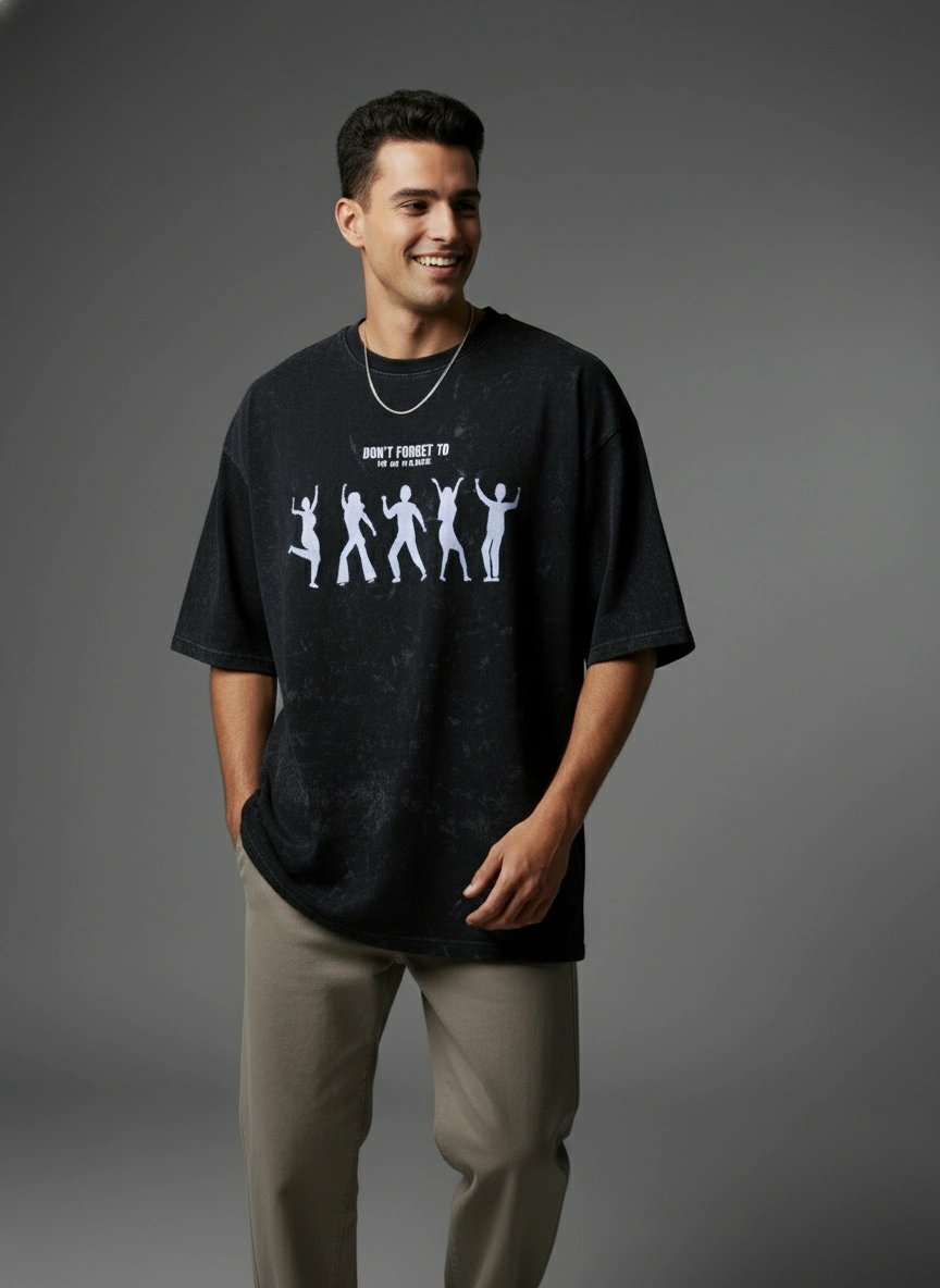 Acid Wash Oversized T-Shirt | Dont Forget To Dance | Qonshi