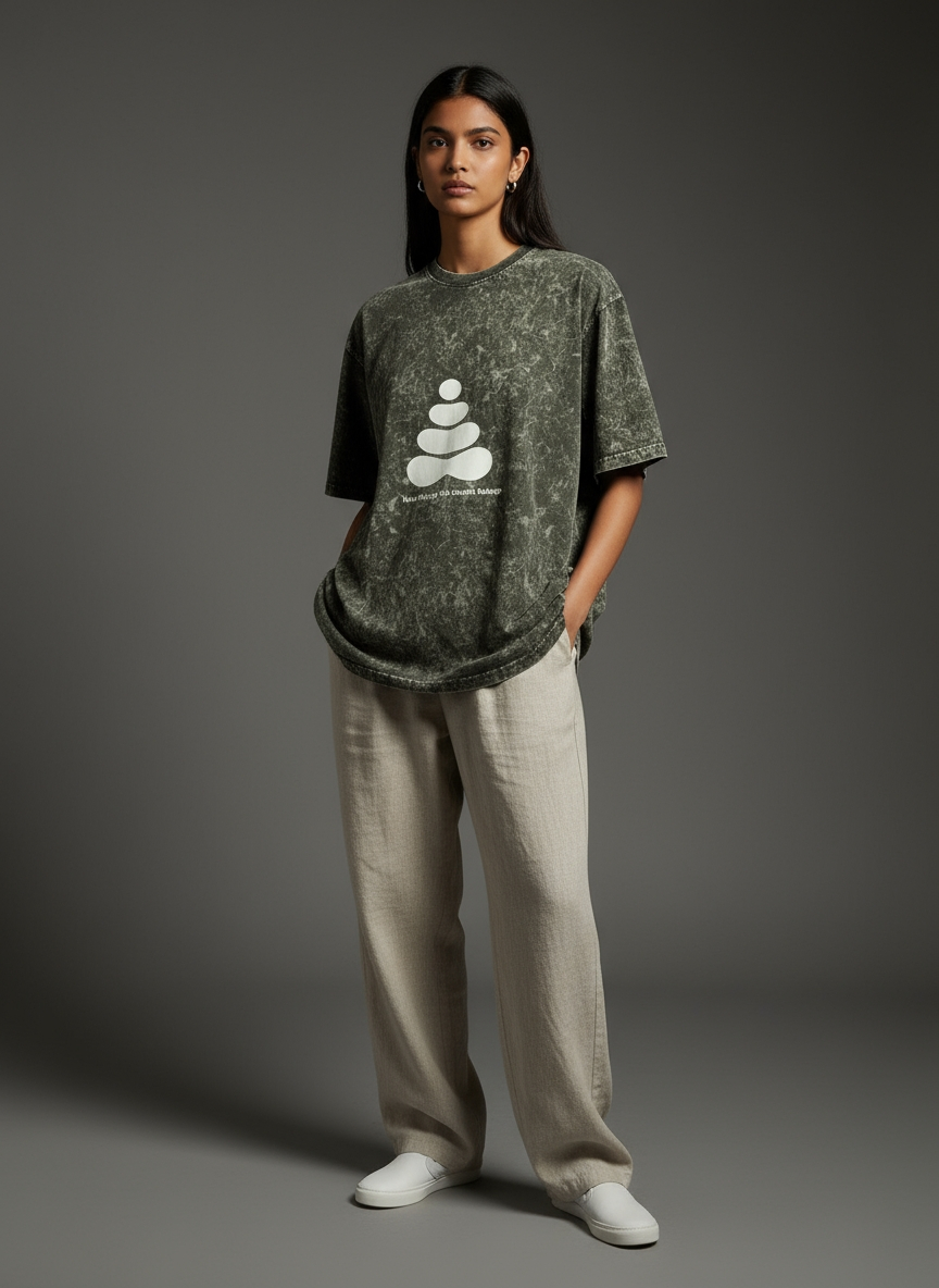 Acid Wash Oversized T-Shirt | Mast Rahoge Toh Swasth Rahoge | Qonshi