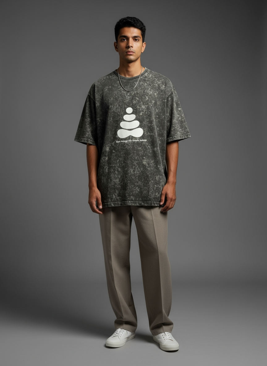 Acid Wash Oversized T-Shirt | Mast Rahoge Toh Swasth Rahoge | Qonshi