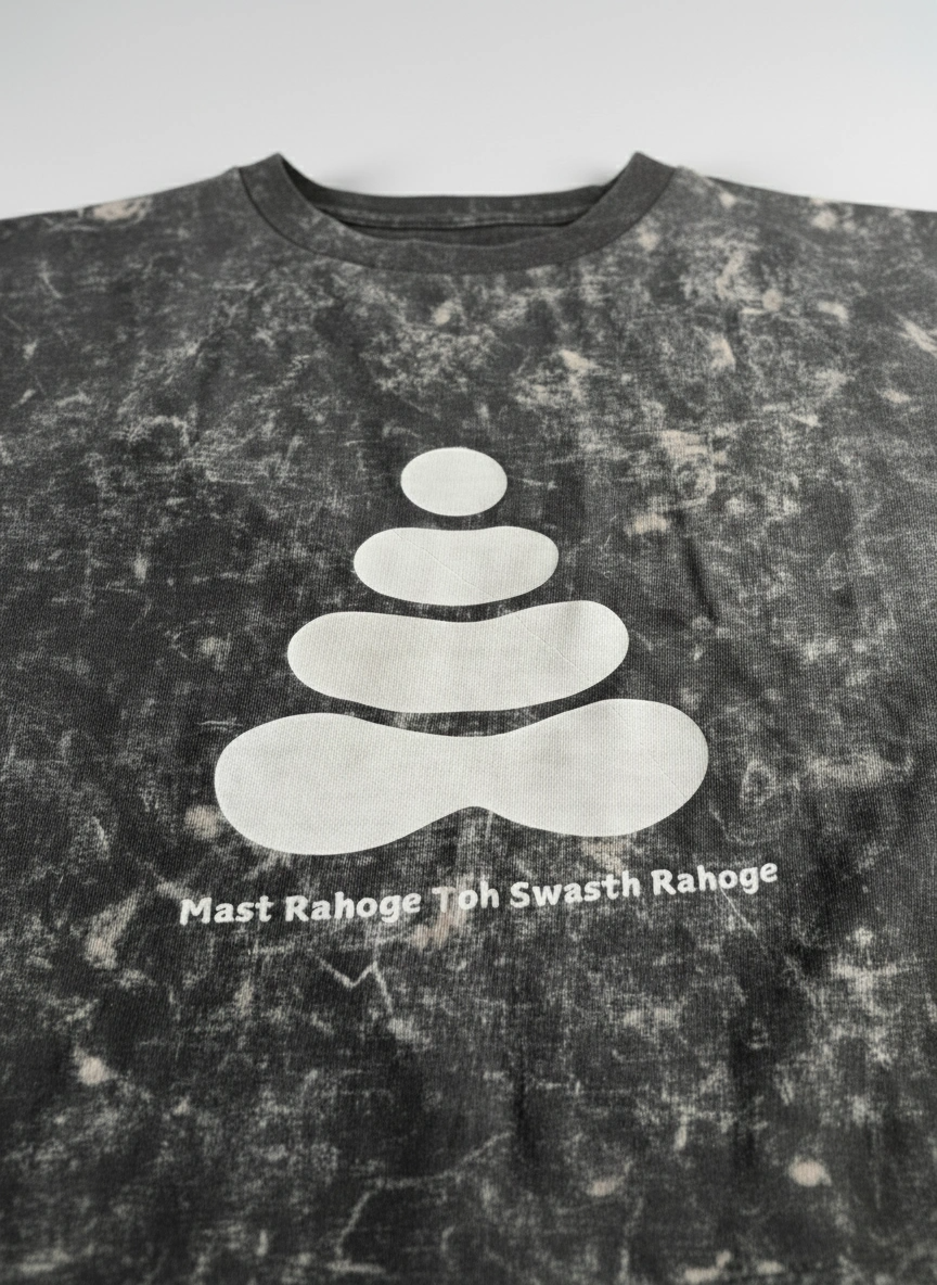 Acid Wash Oversized T-Shirt | Mast Rahoge Toh Swasth Rahoge | Qonshi