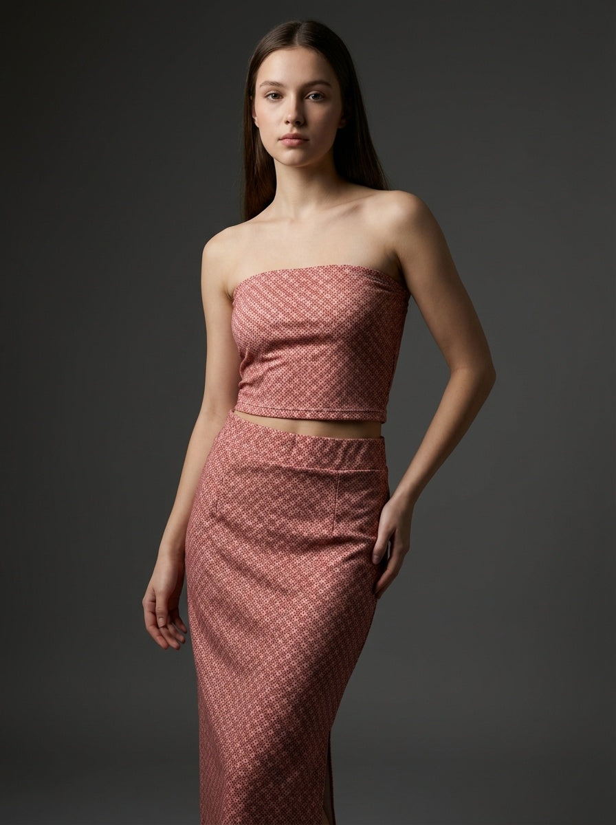 Co-ord tube top & Skirt Brown 2