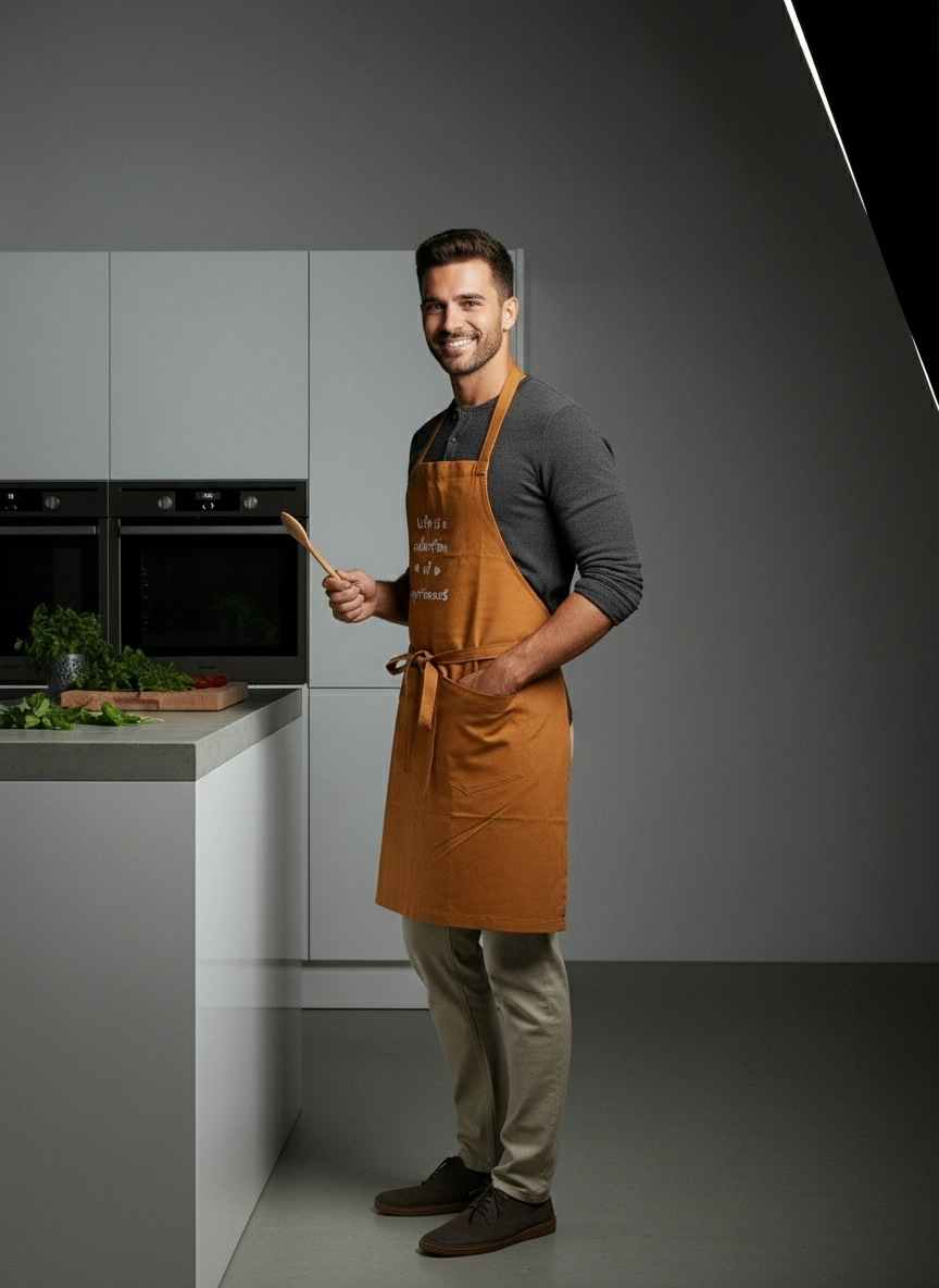 Cotton Kitchen Apron – Adjustable – Comfortable Fit | Qonshi