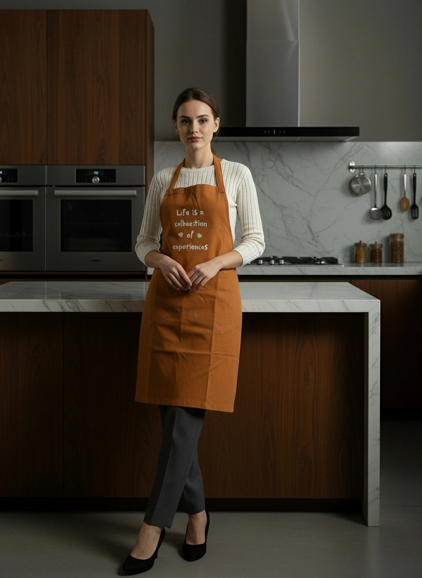 Cotton Kitchen Apron – Adjustable – Comfortable Fit | Qonshi