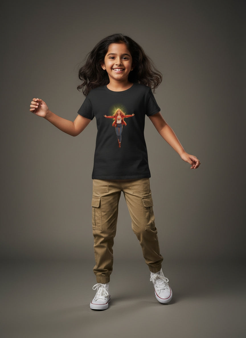 Girl's Crew Neck T Shirt | Main Character Vibes Only  | Qonshi