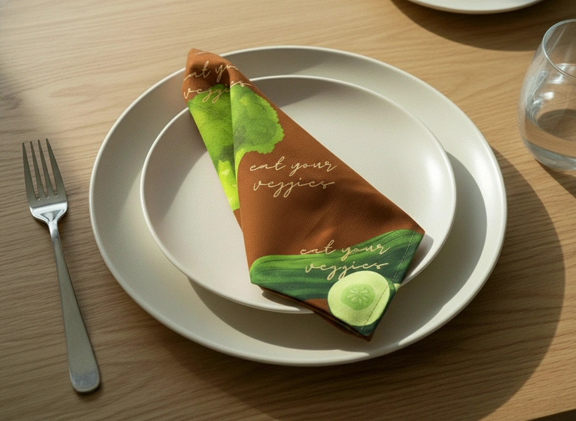 Eat Your Veggies Cloth Napkin – Poly Woven – 20x20 Inch | Qonshi