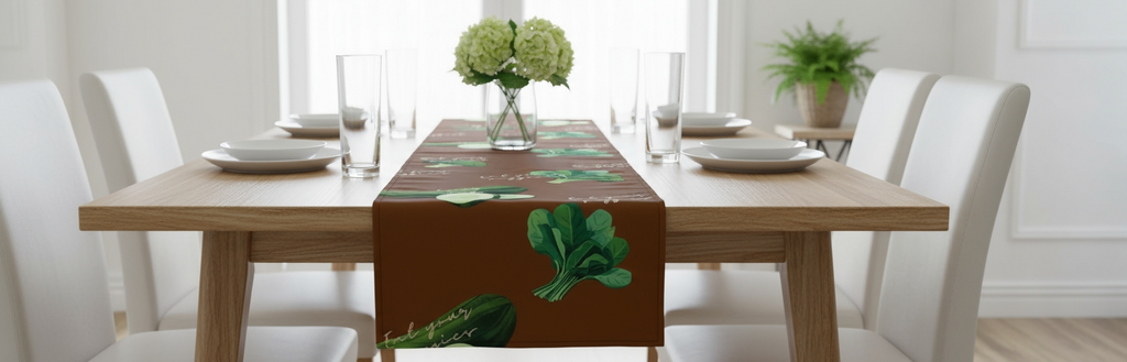 Eat your veggies Table Runner – Poly Woven – Elegant Design | Qonshi