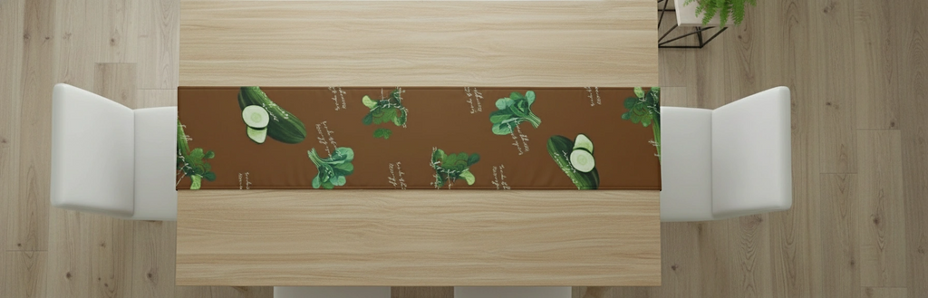 Eat your veggies Table Runner – Poly Woven – Elegant Design | Qonshi