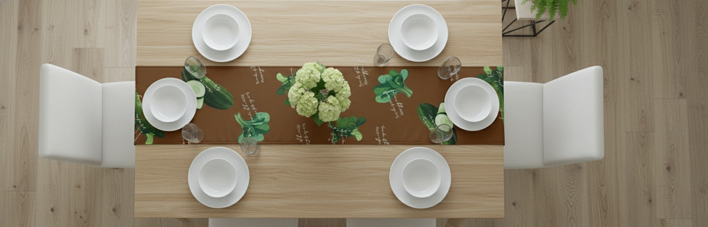 Eat your veggies Table Runner – Poly Woven – Elegant Design | Qonshi