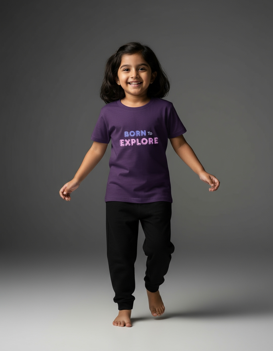 Girls Crew Neck T-Shirt – Cotton Blend – Durable Design | Qonshi