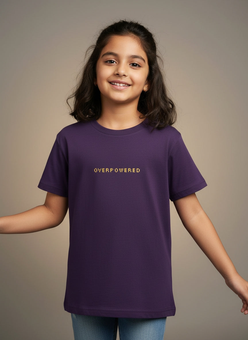 Kids Pure Cotton T-Shirt | OVERPOWERED | Qonshi