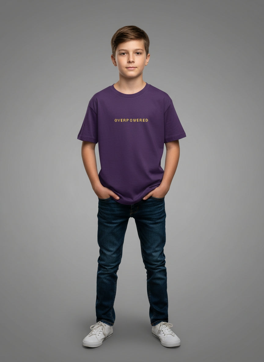 Boy's Crew Neck T-Shirt | OVERPOWERED | Qonshi