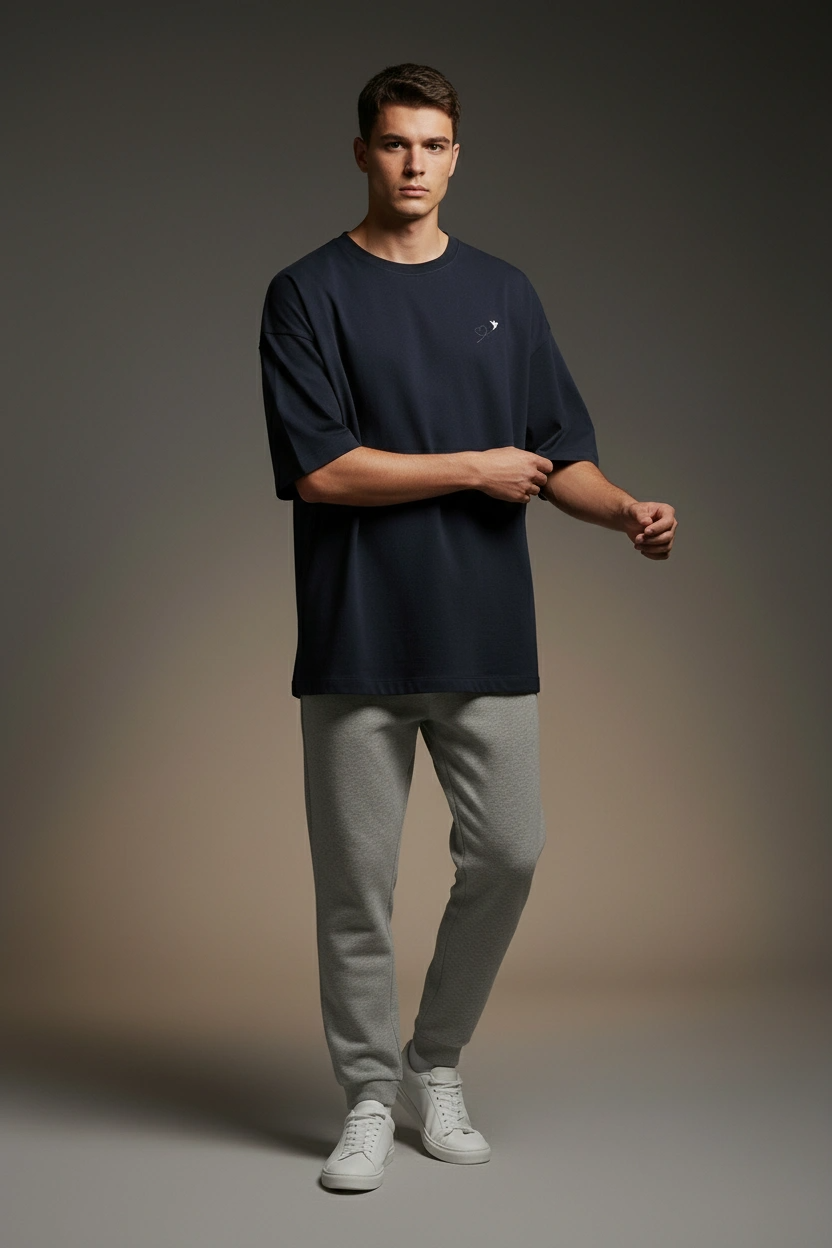 Oversized T-Shirt | Express - Explore - Empower | Blue | Premium Comfort | Qonshi