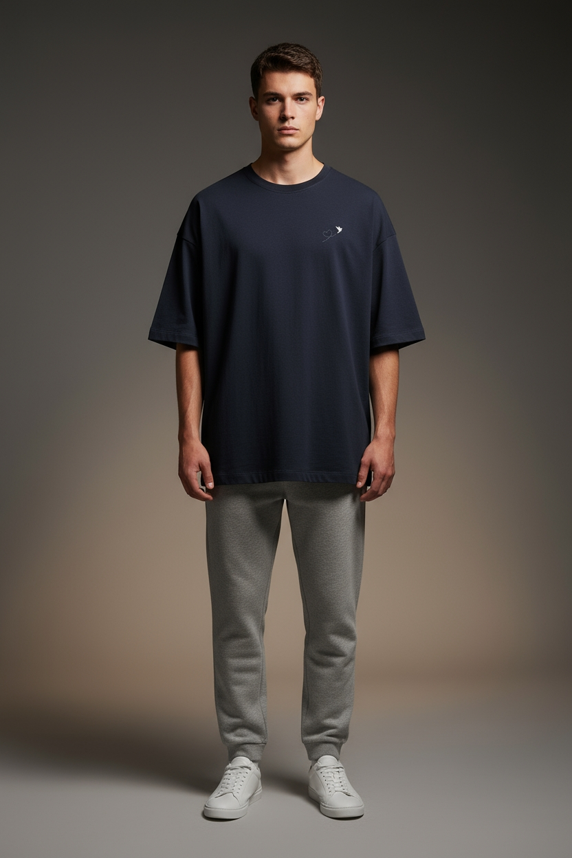 Oversized T-Shirt | Express - Explore - Empower | Blue | Premium Comfort | Qonshi