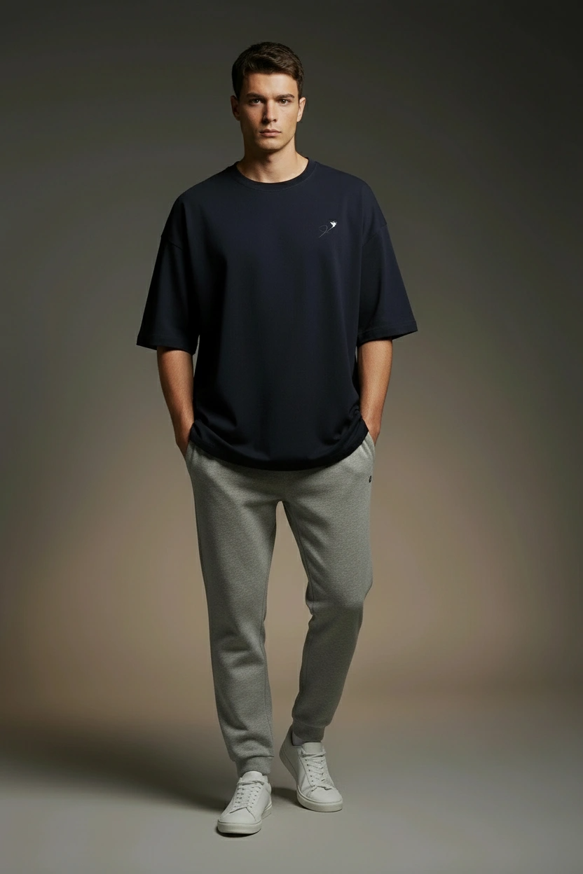 Oversized T-Shirt | Express - Explore - Empower | Blue | Premium Comfort | Qonshi
