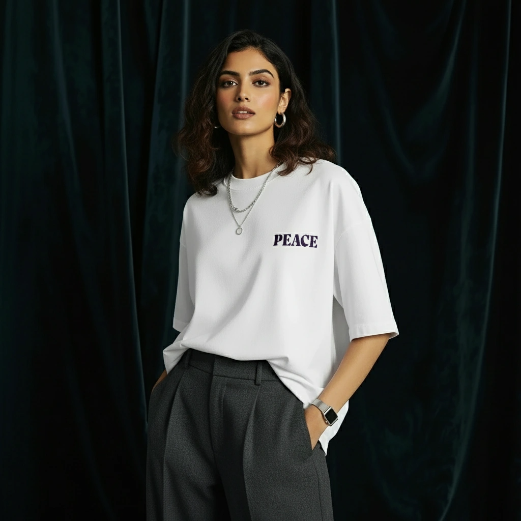 Oversized T-Shirt | Peace | Premium Comfort | Qonshi 