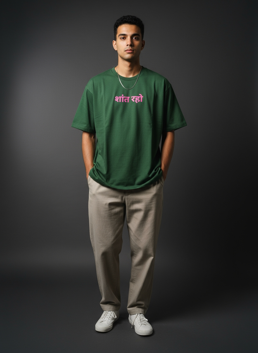 Oversized T-Shirt | Shaant Raho | Premium Comfort | Qonshi