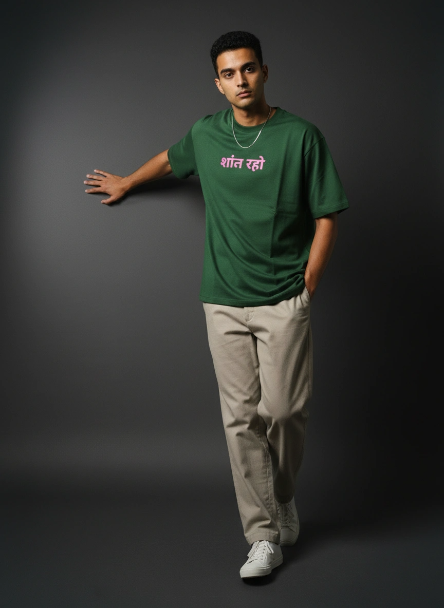 Oversized T-Shirt | Shaant Raho | Premium Comfort | Qonshi