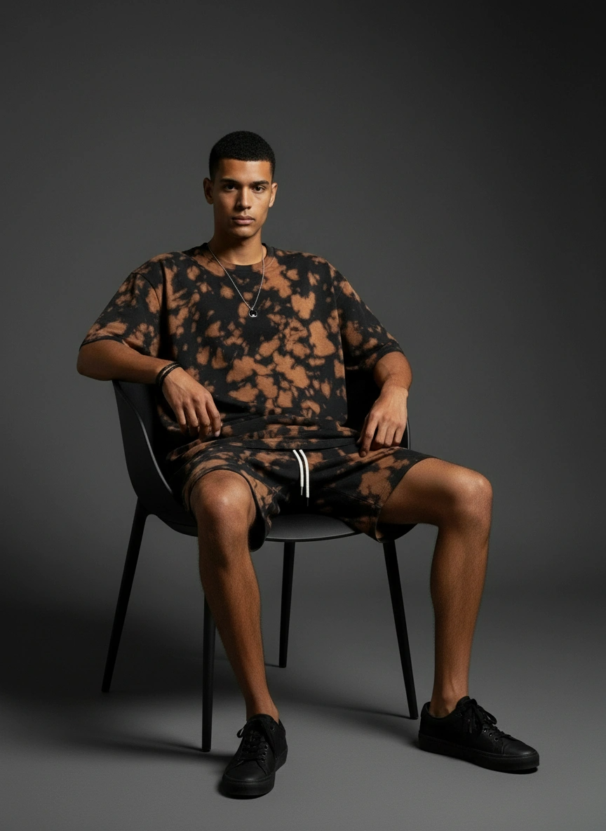 Tie Dye Oversized T-Shirt | Brown-Black | 100% Handmade | Qonshi