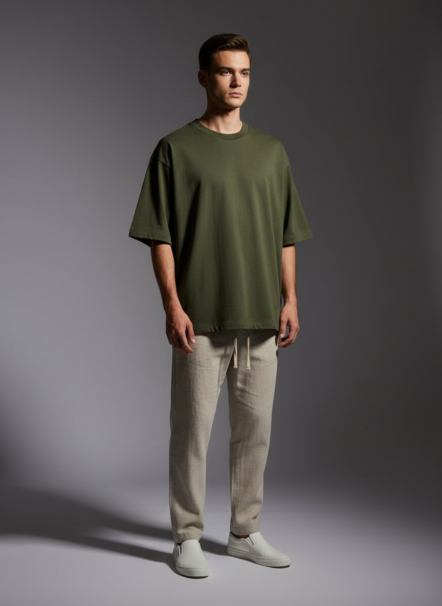 Oversized T-Shirt | Olive Green | Qonshi
