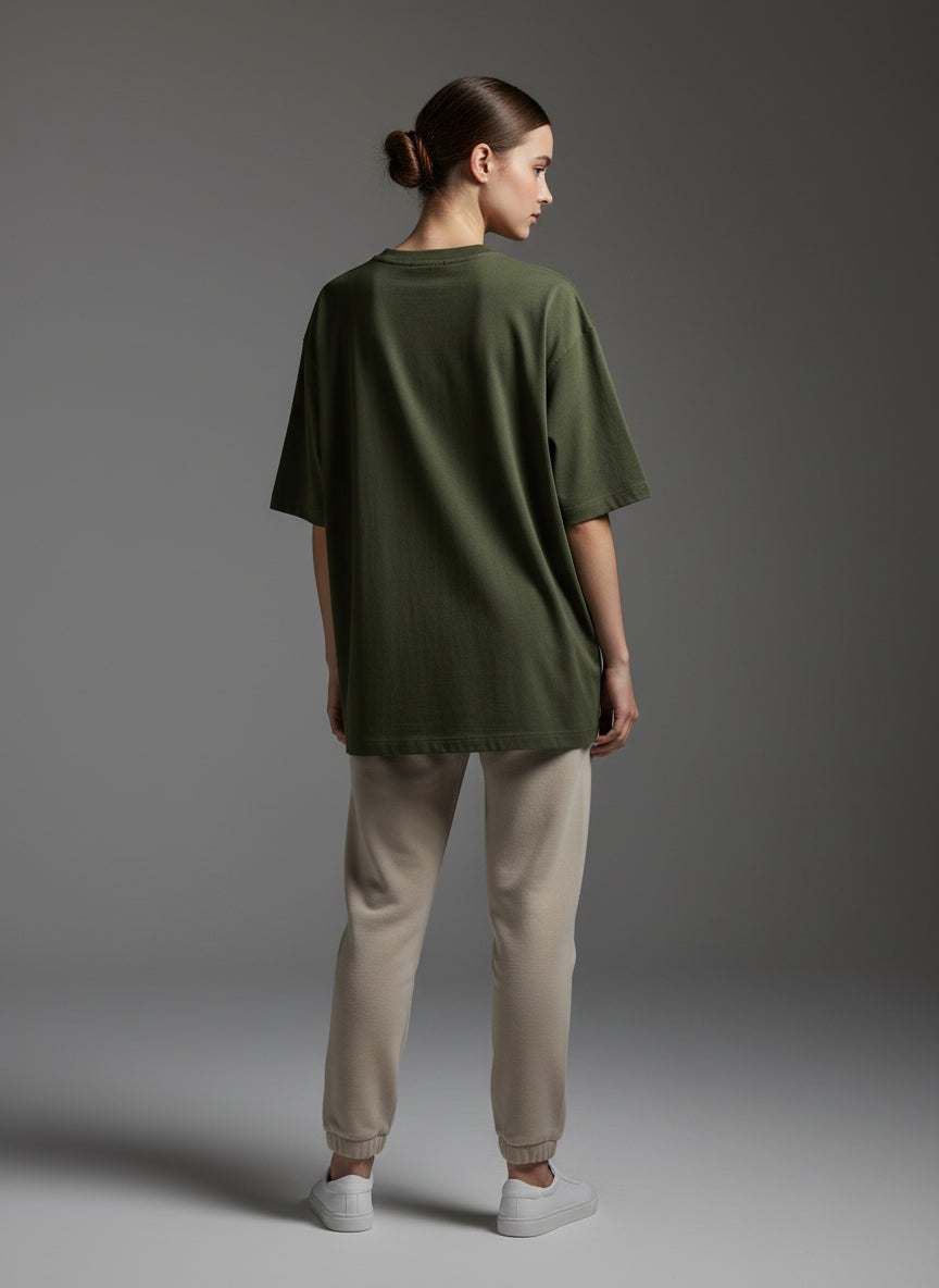 Oversized T-Shirt | Olive Green | Qonshi