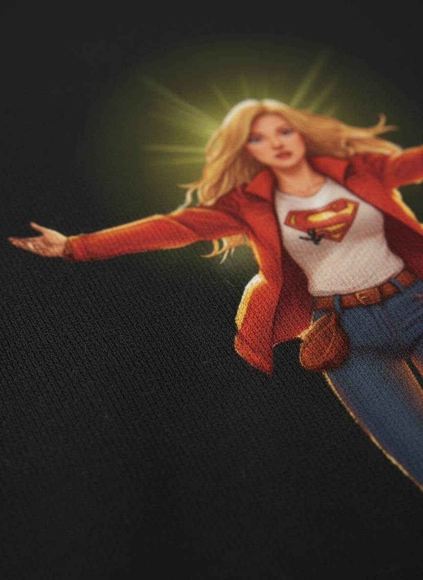 Girl's Crew Neck T Shirt | Main Character Vibes Only  | Qonshi texture 