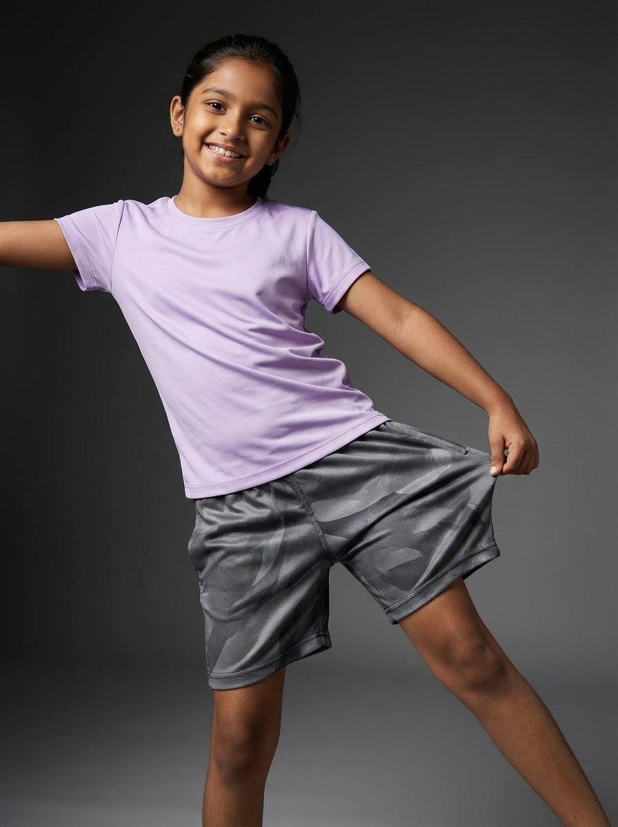 Kids Sports Shorts | Gray Wavy | Qonshi