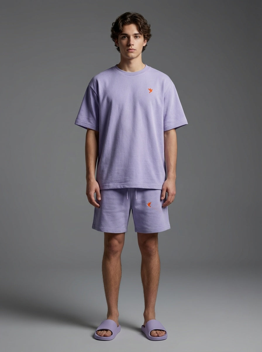 Unisex Terry Cotton Shorts | Relaxed-fit | Lavender