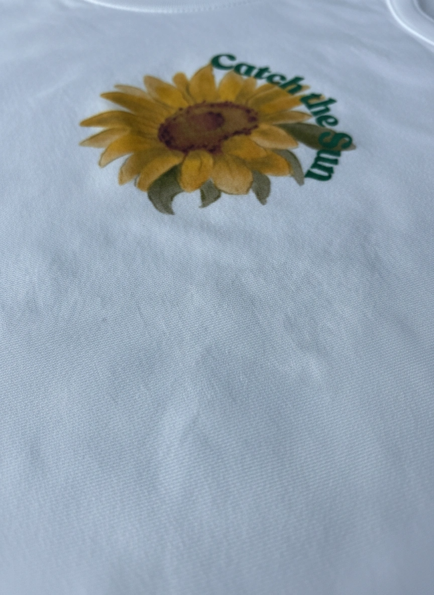 Baby Tee | Fitted Crop Top | Catch The Sun | Cotton-Spandex Blend | Qonshi