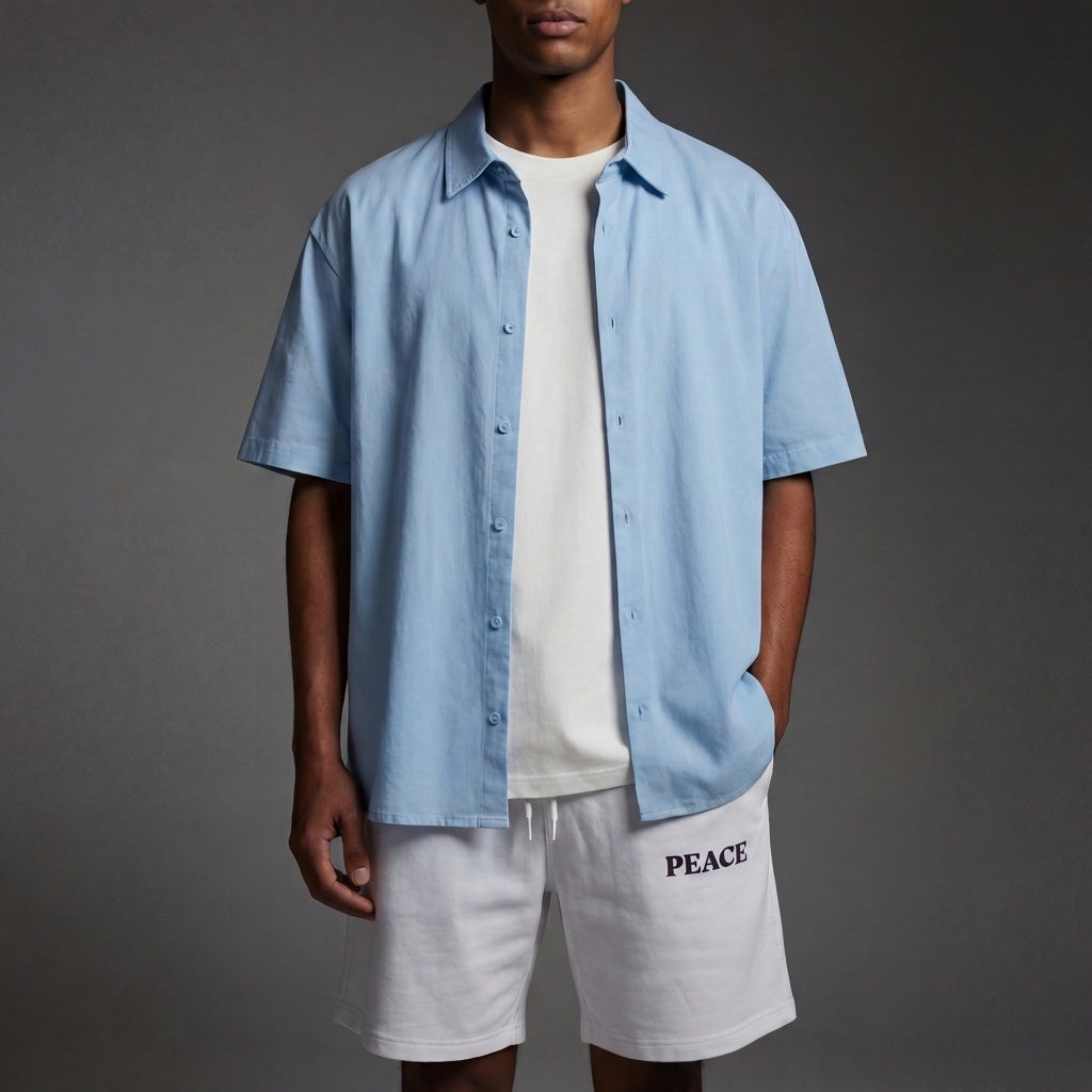 Unisex Oversized Solid Shirt | Pure Cotton | Blue