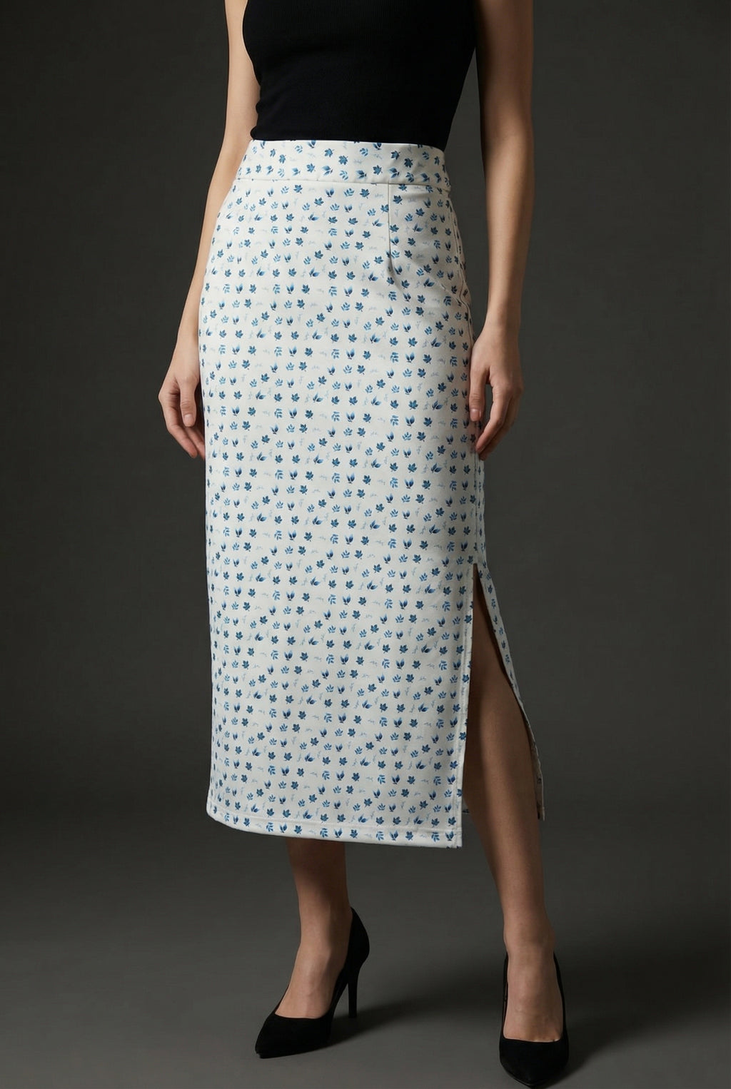 Pencil Skirt | Side Slit – Premium Stretch | Qonshi