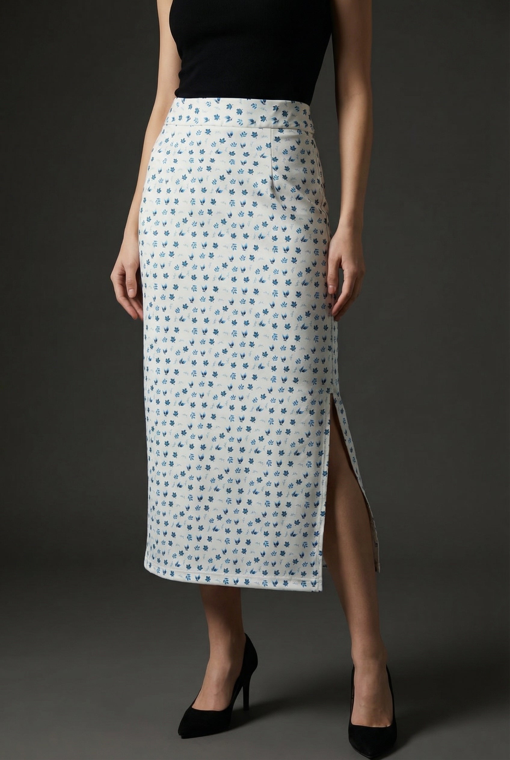 Pencil Skirt | Side Slit – Premium Stretch | Qonshi