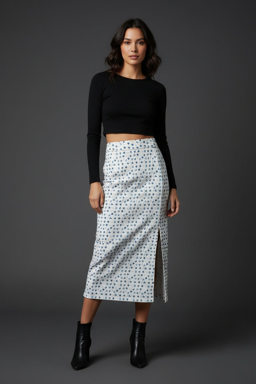 Pencil Skirt | Side Slit – Premium Stretch | Qonshi
