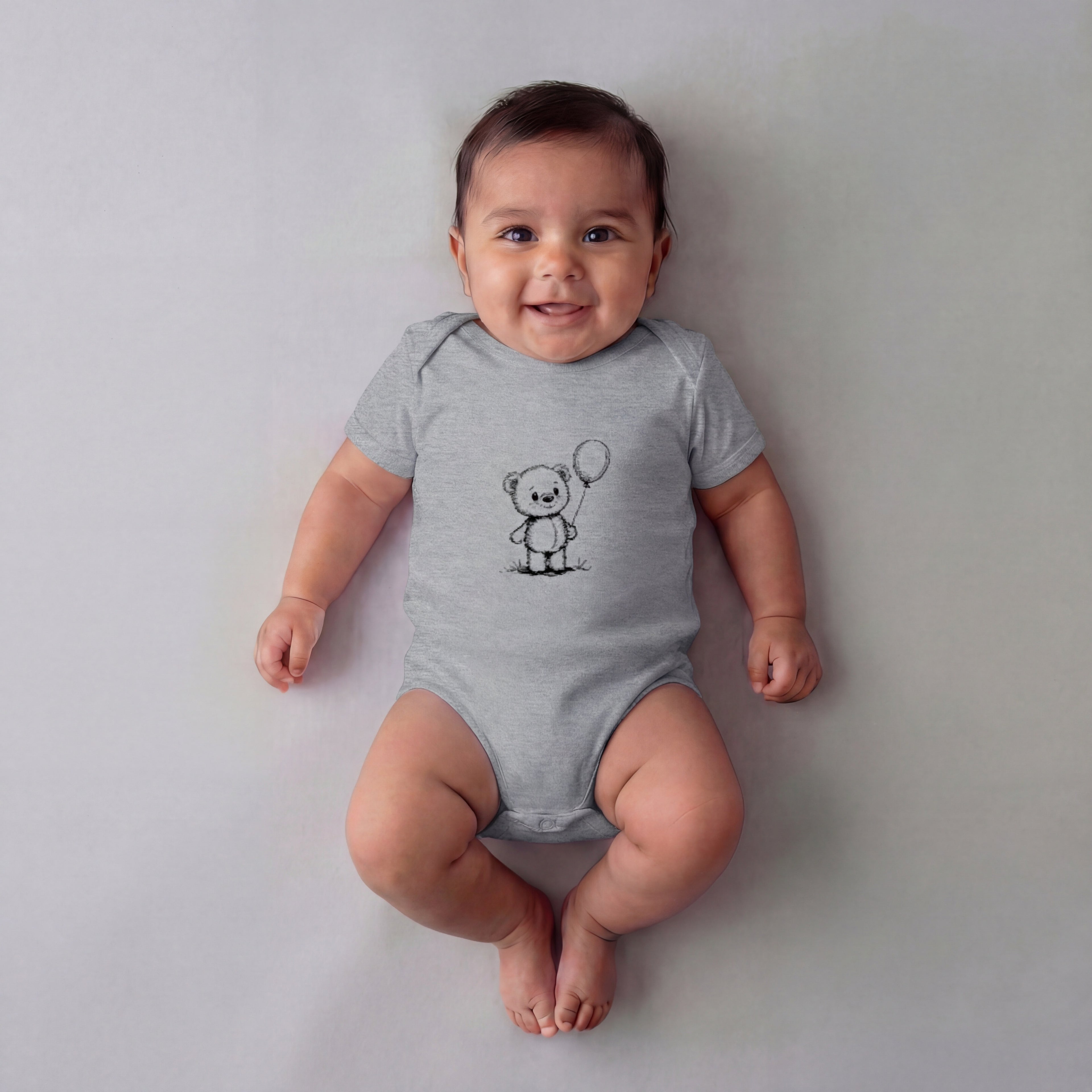 Kids Grey Pure Cotton Rompers |Teddy