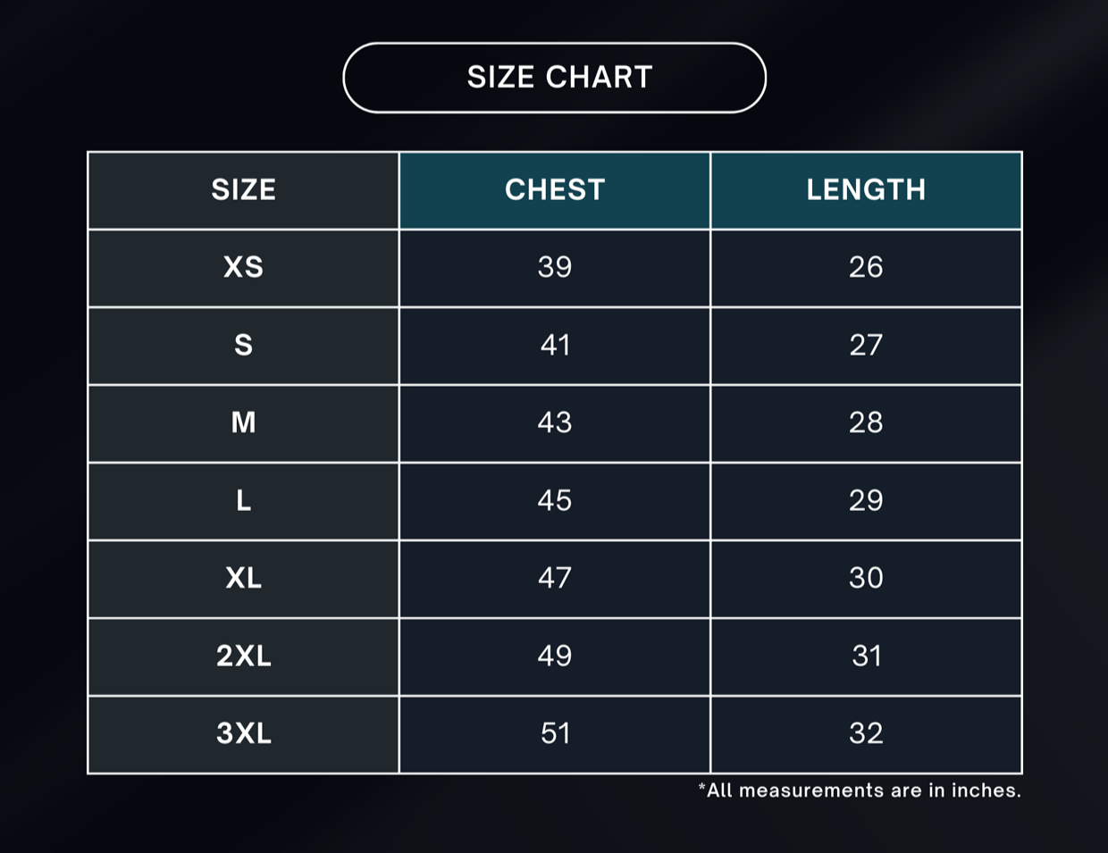 Size chart 